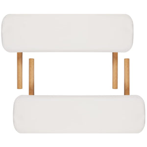 Lettino Pieghevole da Massaggio Crema 3 Zone con Telaio Legno 110082