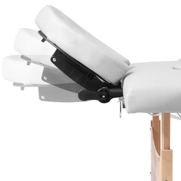 Lettino Pieghevole da Massaggio Crema 4 Zone con Telaio Legno 110096