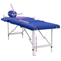 Lettino Pieghevole da Massaggio Blu 4 Zone con Telaio Alluminio 110097