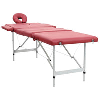 Lettino Pieghevole da Massaggio Rosso 4 Zone Telaio Alluminio 110098