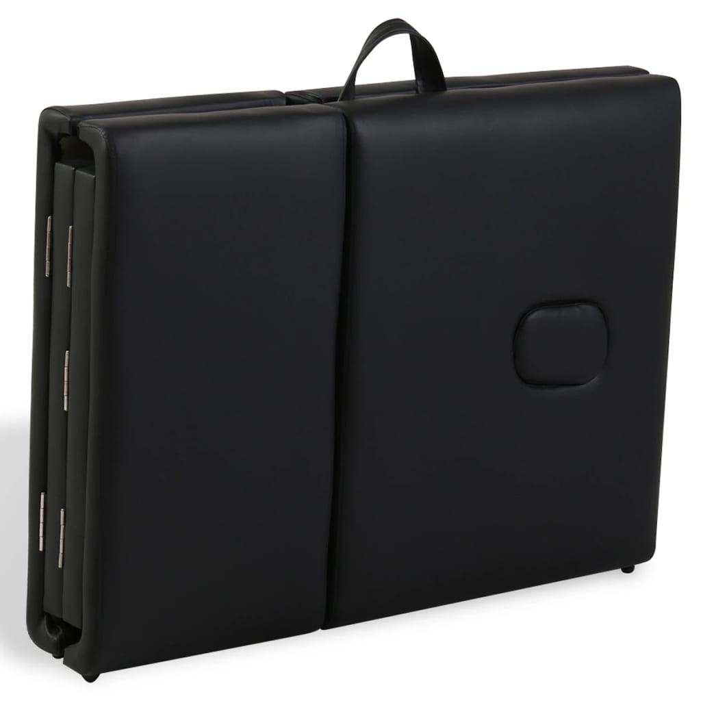 Lettino da massaggio pieghevole a 4 zone con struttura in acciaio inox nero 02_0001890