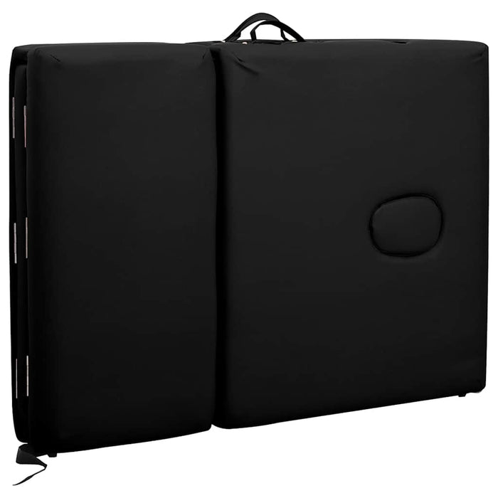 Lettino Pieghevole da Massaggio Nero 4 Zone Telaio in Alluminio 110099