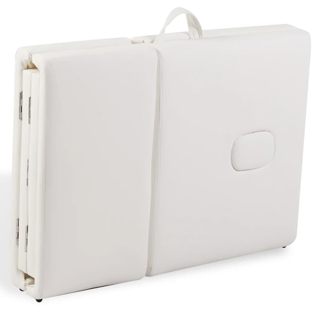 Lettino da massaggio pieghevole a 4 zone con struttura in acciaio inox bianco crema 02_0001877