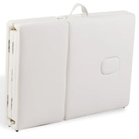 Lettino da massaggio pieghevole a 4 zone con struttura in acciaio inox bianco crema 02_0001877