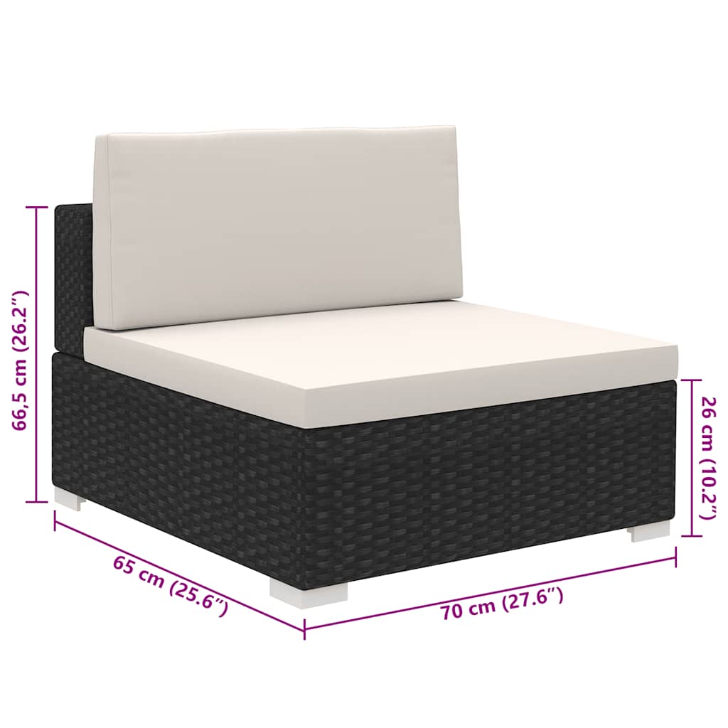 Set Divani da Giardino 8 pz con Cuscini in Polyrattan Nero cod mxl 39368