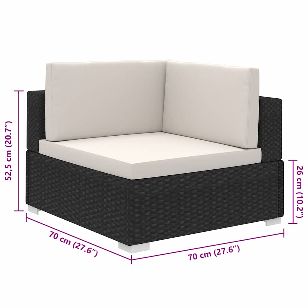 Set Divani da Giardino 8 pz con Cuscini in Polyrattan Nero 41261