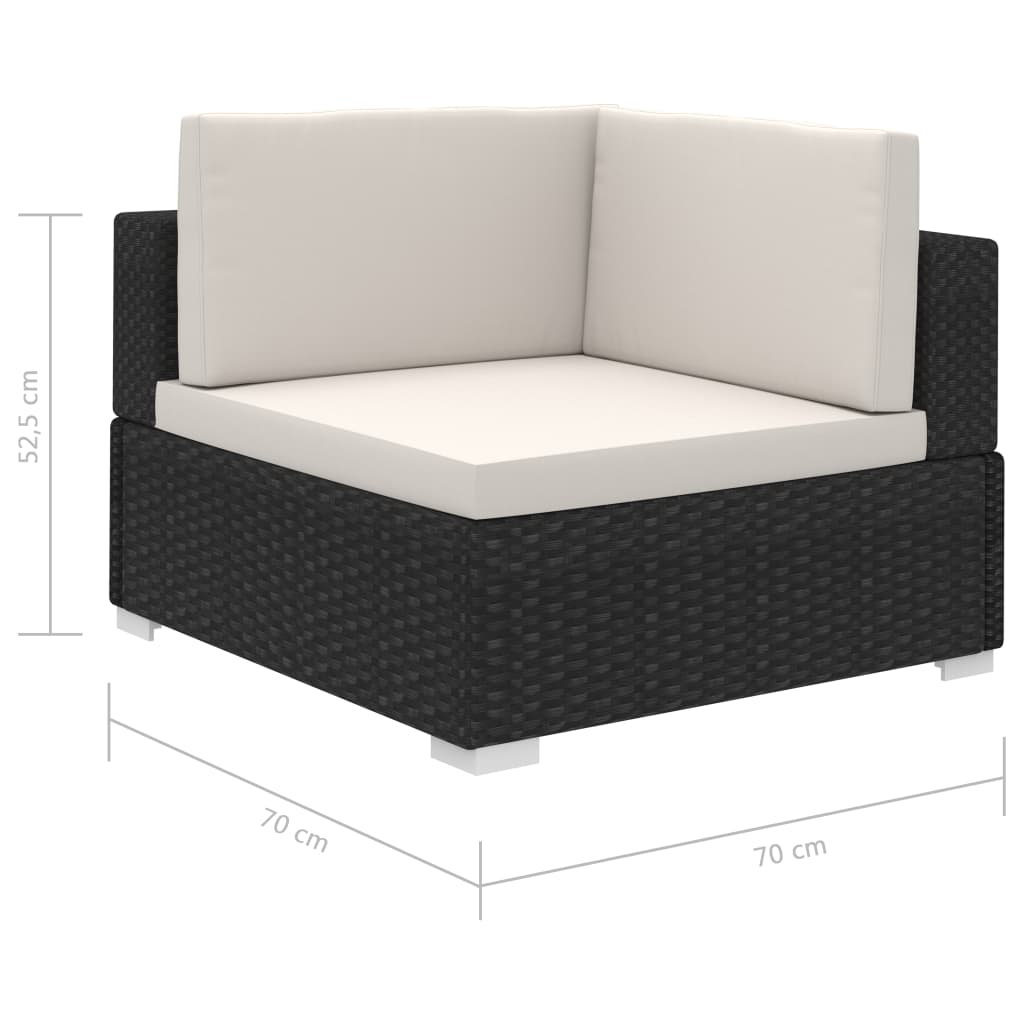Set Divani da Giardino 12 pz con Cuscini in Polyrattan Nero 41263