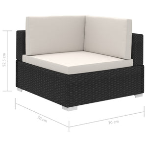 Set Divani da Giardino 12 pz con Cuscini in Polyrattan Nero 41263