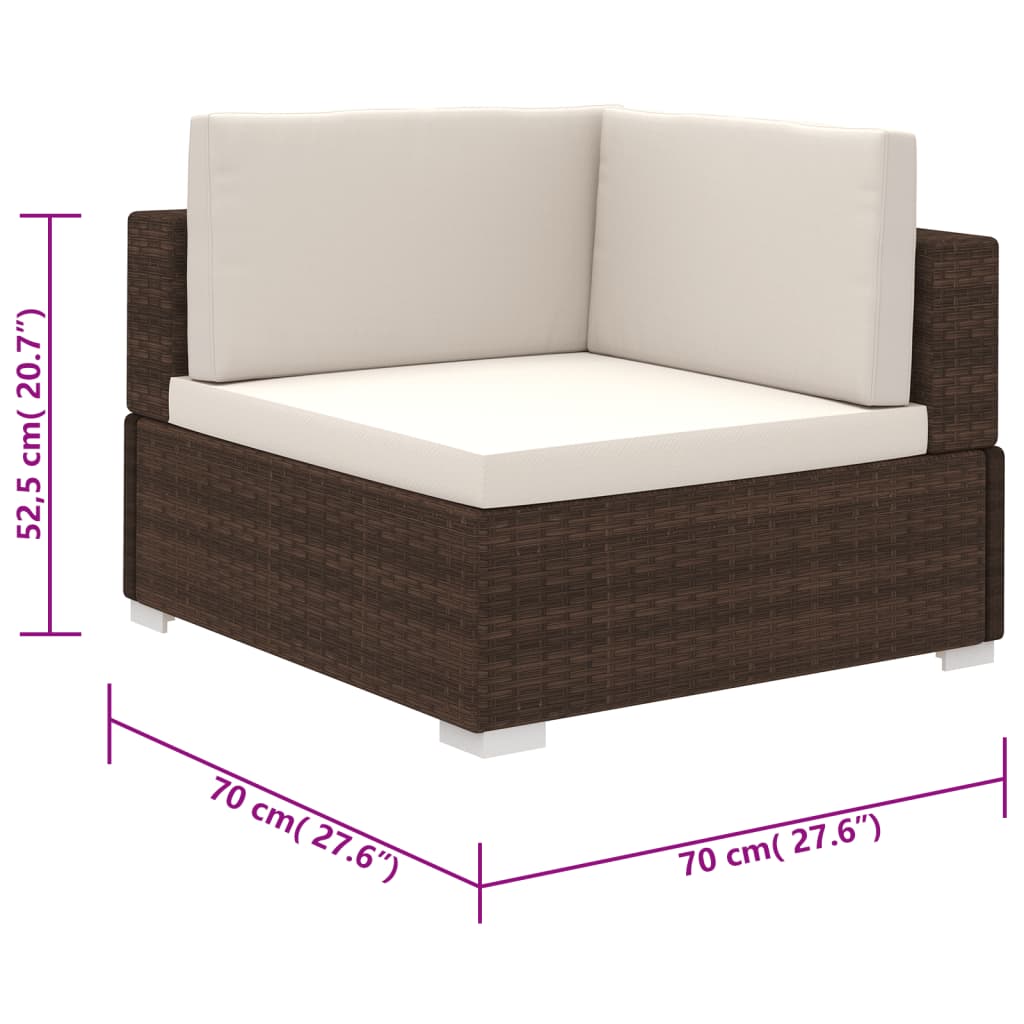 Set Divani da Giardino 6 pz con Cuscini in Polyrattan Marrone cod mxl 35325