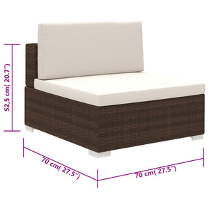 Set Divani da Giardino 6 pz con Cuscini in Polyrattan Marrone cod mxl 35325