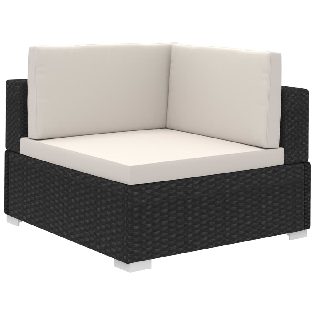Set Divani da Giardino 8 pz con Cuscini in Polyrattan Nero 41271