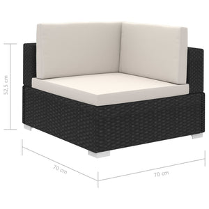 Set Divani da Giardino 8 pz con Cuscini in Polyrattan Nero 41271