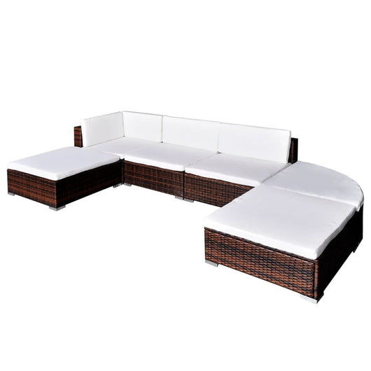 Set Divani da Giardino 6 pz con Cuscini in Polyrattan Marrone cod mxl 34914