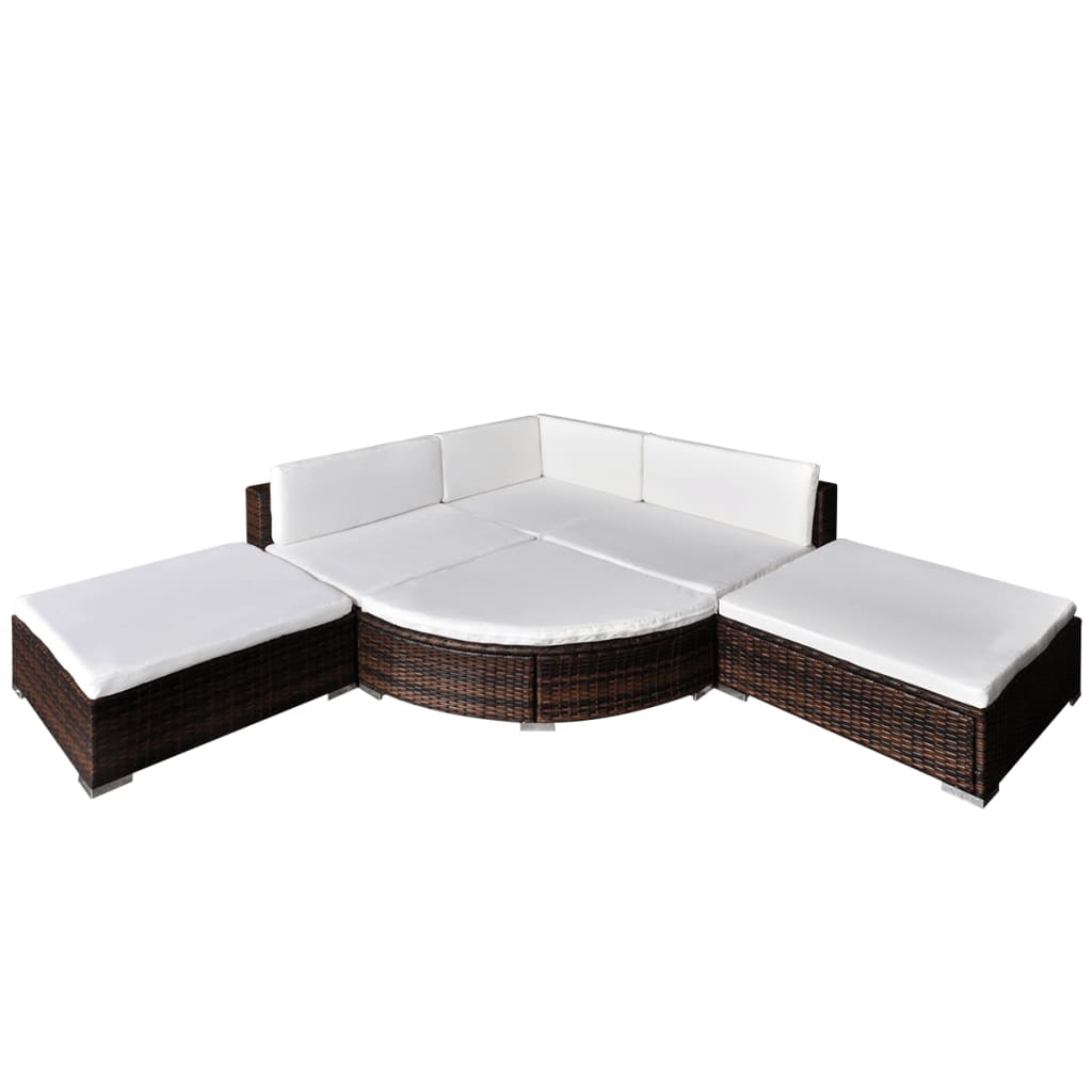 Set Divani da Giardino 6 pz con Cuscini in Polyrattan Marrone cod mxl 34914