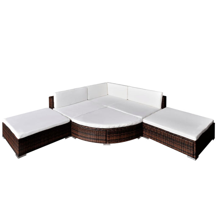 Set Divani da Giardino 6 pz con Cuscini in Polyrattan Marrone cod mxl 34914
