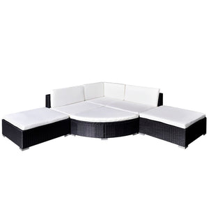 Set Divani da Giardino 6 pz con Cuscini in Polyrattan Nero 41273