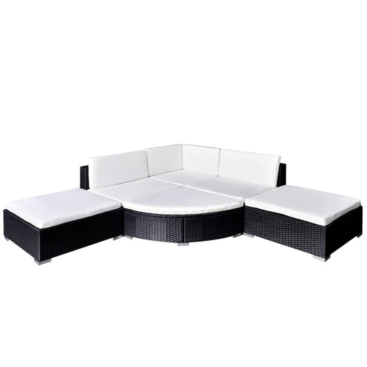 Set Divani da Giardino 6 pz con Cuscini in Polyrattan Nero 41273