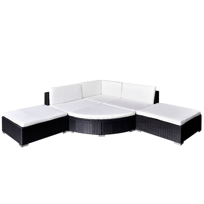 Set Divani da Giardino 6 pz con Cuscini in Polyrattan Nero 41273