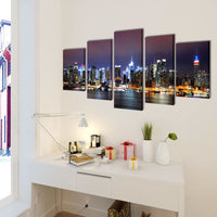 Set Stampa su Tela da Muro Panorama New York a Colori 200x100cm 241551