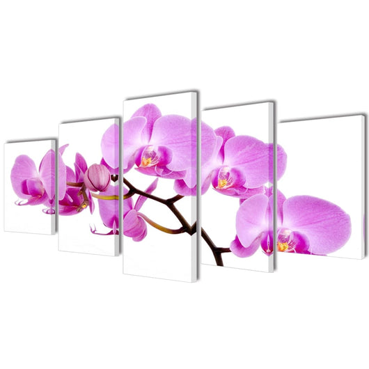 5 pz Set Stampa su Tela da Muro OrchidÃ¨a 100 x 50 cm cod mxl 70055