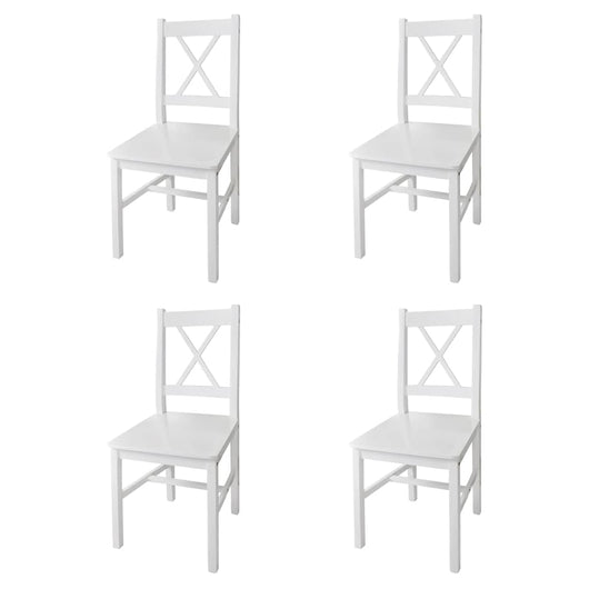 Sedie da Pranzo 4 pz Bianche in Legno di Pino