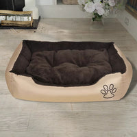 Calda cuccia per cani con cuscino imbottito 90 cm beige e marrone 02_0001551