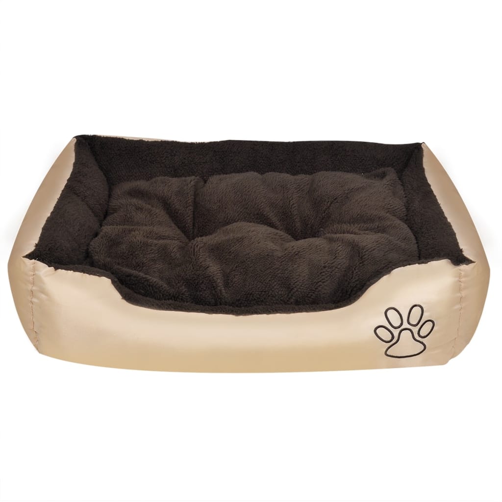 Calda cuccia per cani con cuscino imbottito 90 cm beige e marrone 02_0001551