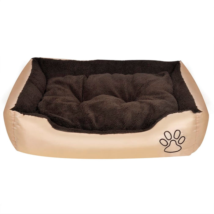 Calda cuccia per cani con cuscino imbottito 90 cm beige e marrone 02_0001551