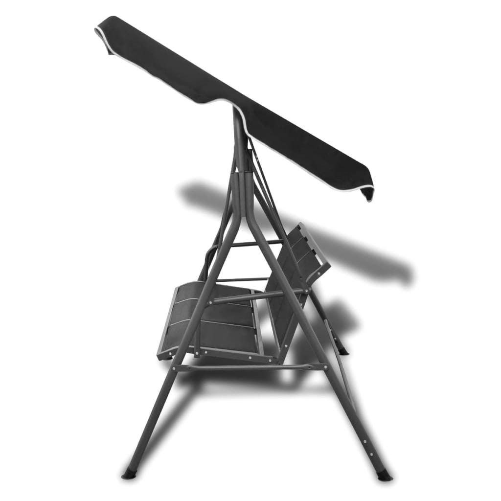 Panchina a Dondolo da Giardino con Baldacchino Nera 41421