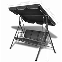 Panchina a Dondolo da Giardino con Baldacchino Nera cod mxl 73474