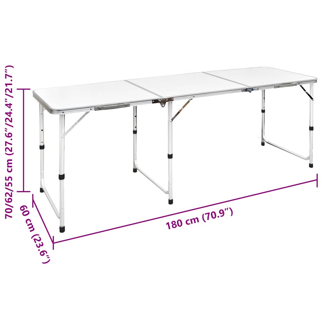 Tavolo da Campeggio Pieghevole Alluminio Regolabile 180x60 cm cod mxl 54456