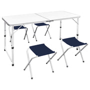 Set Tavolo da Campeggio Pieghevole con 4 Sedie Regolabili 120 x 60 cm