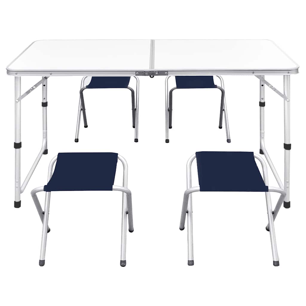 Set Tavolo da Campeggio Pieghevole con 4 Sedie Regolabili 120 x 60 cm