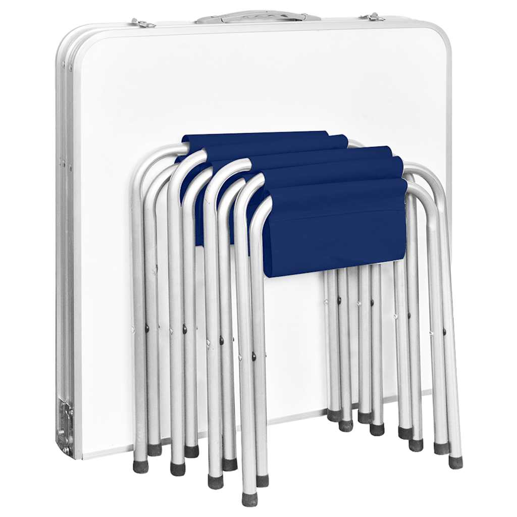 Set Tavolo da Campeggio Pieghevole con 4 Sedie Regolabili 120 x 60 cm