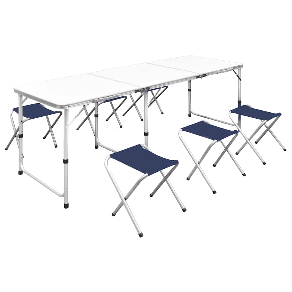 Set Tavolo da Campeggio Pieghevole 6 Sedie Regolabili 180x60 cm cod mxl 43096