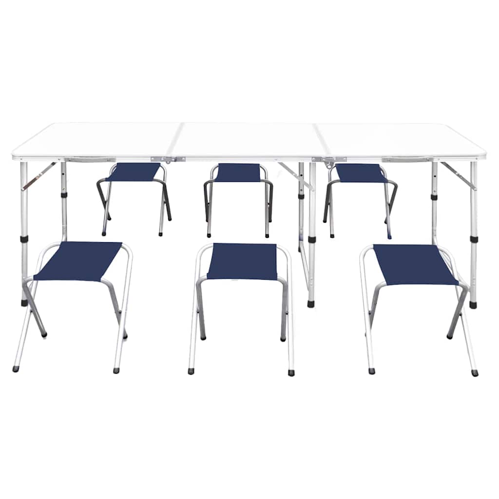 Set Tavolo da Campeggio Pieghevole 6 Sedie Regolabili 180x60 cm cod mxl 43096