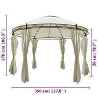 Gazebo Rotondo con Tende 3,5 x 2,7 m 41419