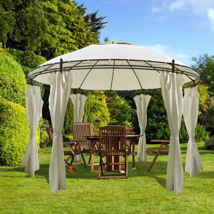 Gazebo Rotondo con Tende 3,5 x 2,7 m 41419