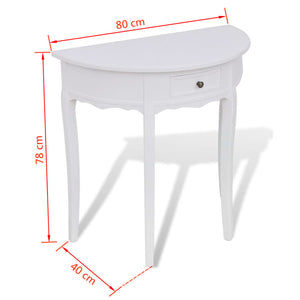 Tavolo Consolle con Cassetto Semicircolare Bianco 241530