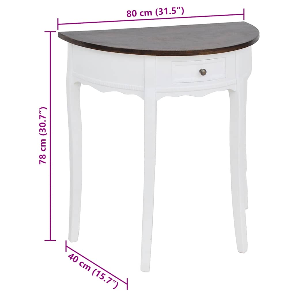 Tavolo Consolle con Cassetto e Piano Marrone Semicircolare  cod mxl 15112