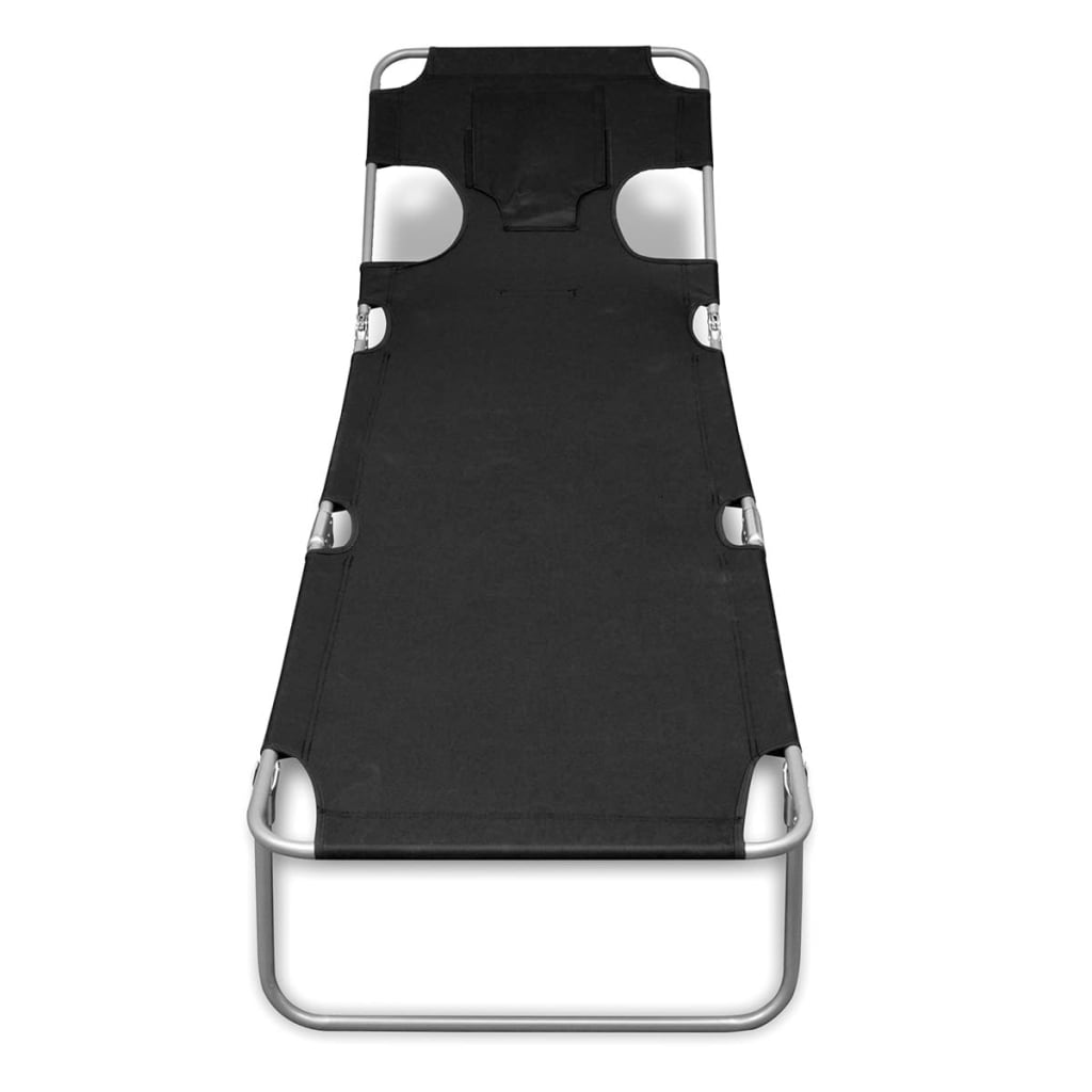 Sdraio sdraio prendisole lettino da giardino terrazza mobili da esterno con cuscino per la testa acciaio nero 02_0012441