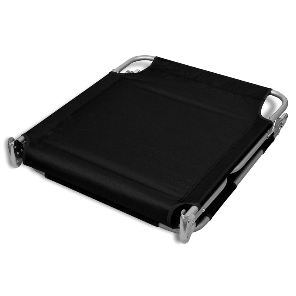 Lettino da Sole Pieghevole Poggiatesta Acciaio Verniciato Nero cod mxl 18491