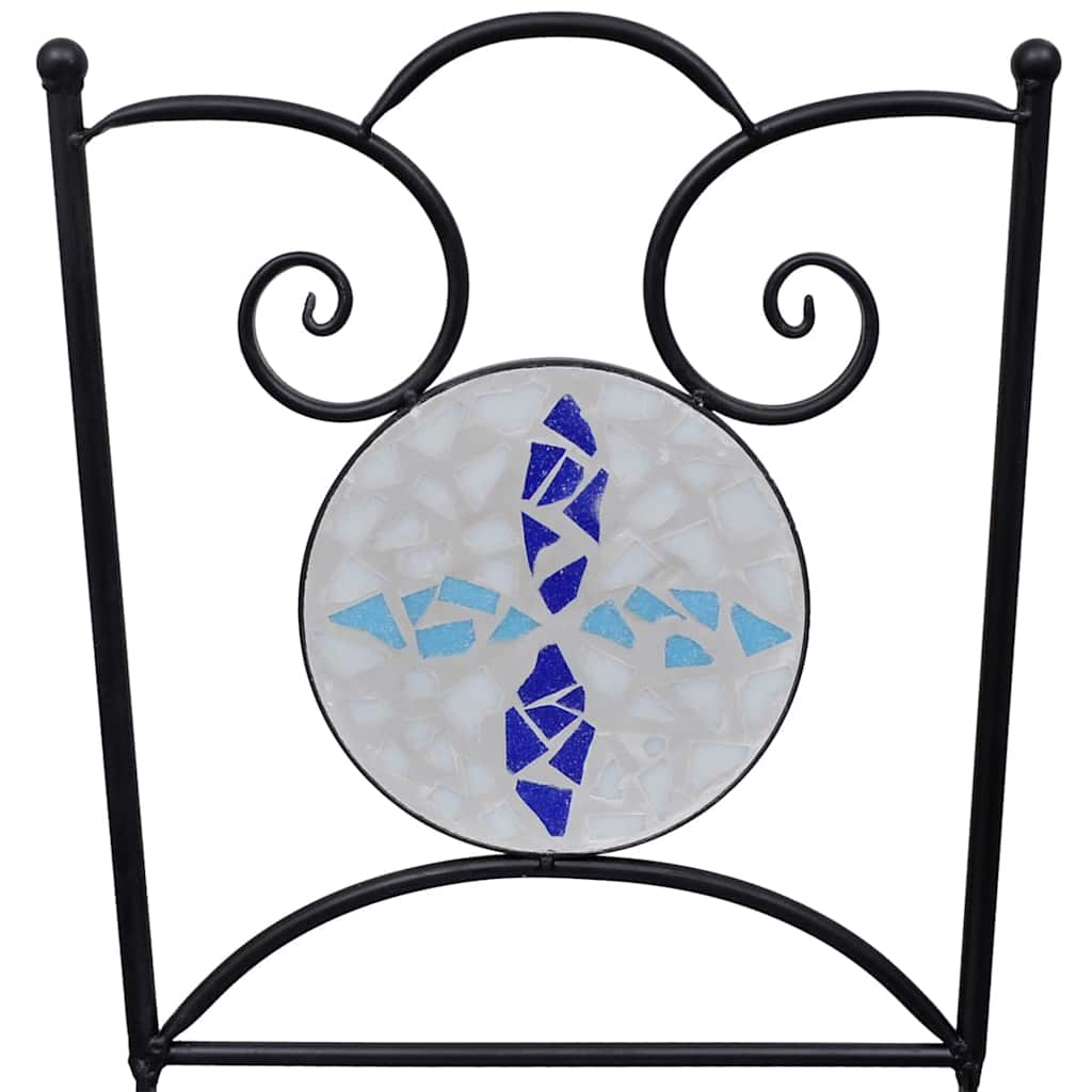 Sedie da Bistrot Pieghevoli 2 pz in Ceramica Blu e Bianco 41531