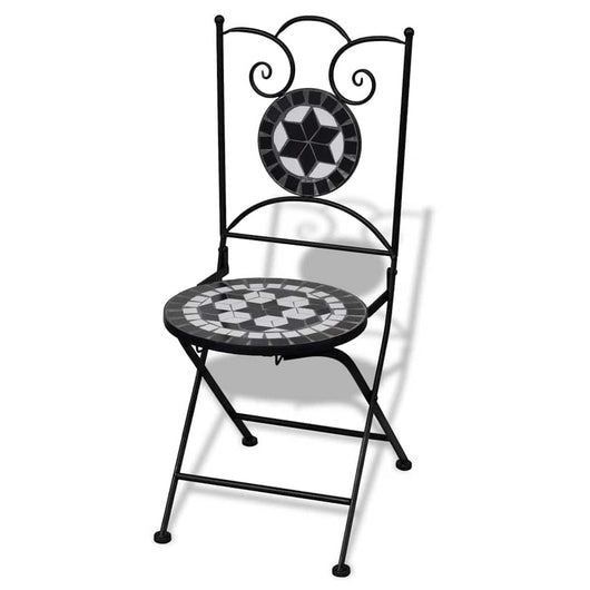 Sedie da Bistrot Pieghevoli 2 pz in Ceramica Nero e Bianco cod mxl 10138