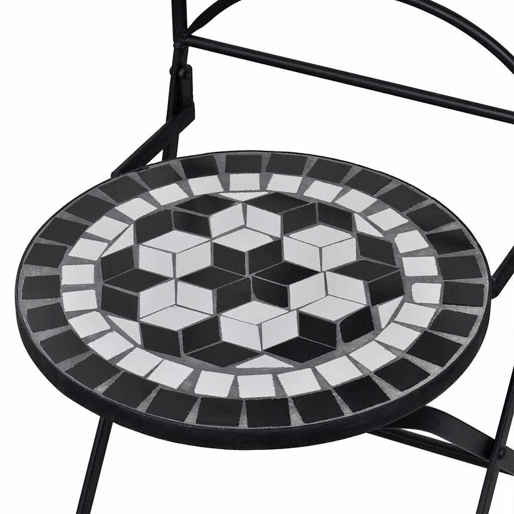 Sedie da Bistrot Pieghevoli 2 pz in Ceramica Nero e Bianco cod mxl 10138