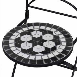 Sedie da Bistrot Pieghevoli 2 pz in Ceramica Nero e Bianco cod mxl 10138