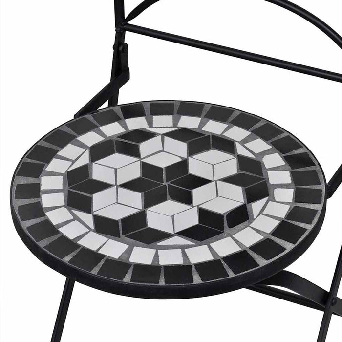 Sedie da Bistrot Pieghevoli 2 pz in Ceramica Nero e Bianco 41533