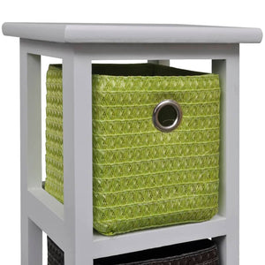 vidaXL Mobiletto con Cestini Multicolori in Legno di Paulownia