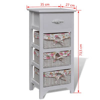 Armadietto con 1 Cassetto e 3 Cestini Bianco in Legno Paulownia  cod mxl 45839