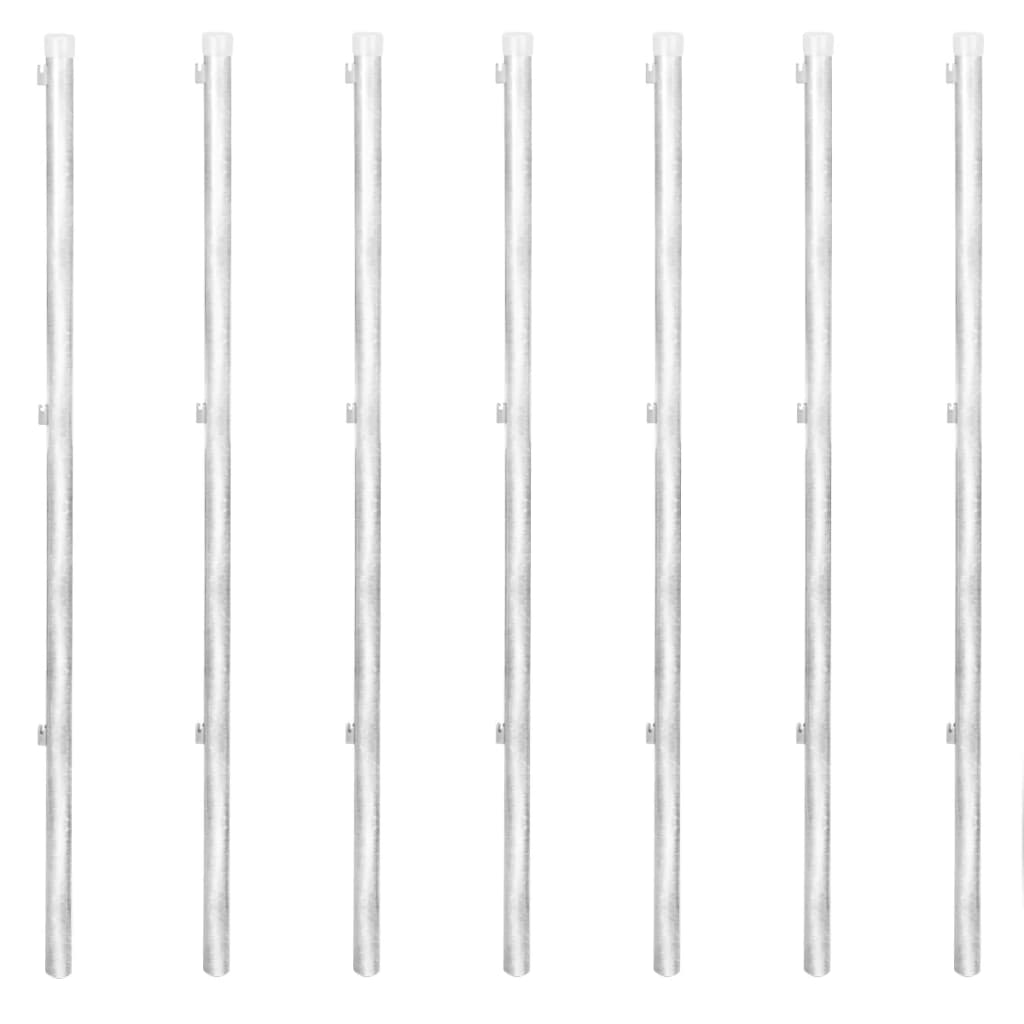 Recinzione in Rete con Pali in Acciaio Zincato 15x1,25m Argento 141496